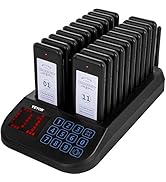 VEVOR F103 Restaurant Pager System 20 Pagers, Max 98 Beepers Wireless Calling System, Touch Keybo...