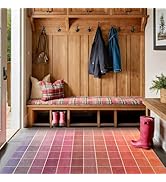 Modern Ombre Mosaic Pink Checkered Rug 3x5, Retro Aesthetic Eclectic Colorful Funky Contemporary,...