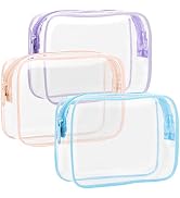 TSA Approved Toiletry Bag - F-color 3 Pack Clear Toiletry Bags - Clear Makeup Cosmetic Bags for W...