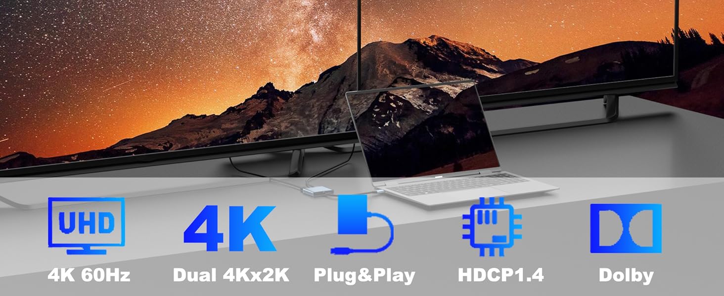 USB C to Dual HDMI Adapter