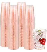 DaYammi 100 Pack 10oz Pink Plastic Cups Premium Disposable Glitter Plastic Cup for Martini and Co...