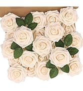 N&T NIETING Roses Artificial Flowers, 25pcs Fake Flowers Foam Roses for DIY Wedding Bridal Bouque...