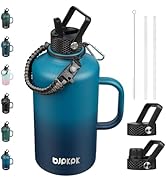 BJPKPK 2/3 Gallon Water Bottle Insulated with Straw Lid, 50oz, 64oz, 87oz, 128oz Large, Stainless...