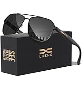 LUENX Aviator Sunglasses for Men Square Polarized Polygon Shades UV400 Sun Glasses with Accessories