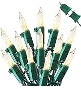 MYGOTO 2 Pack 13ft 50 Clear Mini Christmas String Lights on Green Wire Cord, UL Approved for Indo...