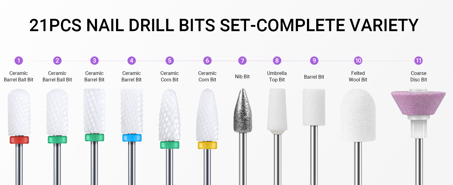 21pcs Nail Drill Bit Set