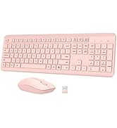 Wireless Keyboard and Mouse Combo, Full-Size Silent Ergonomic Keyboard and Optical Mouse, Long Ba...