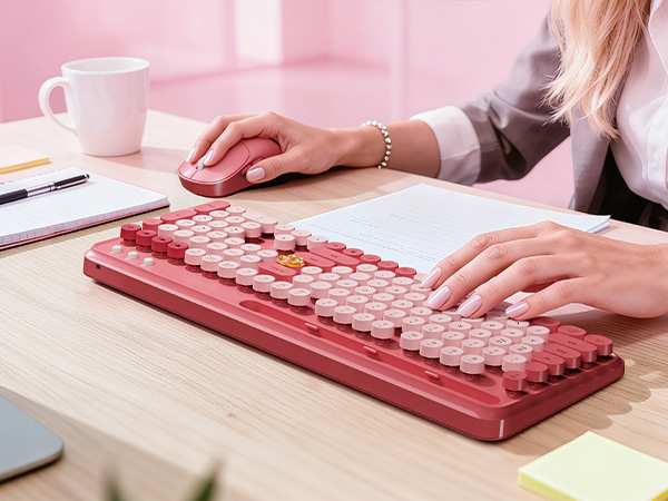 Chic desk setup gift for coworkers, students and friends who enjoy cute pink gear.
