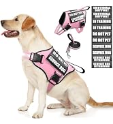 MOOGROU Service Dog Vest Harness and Leash Set+10 Patches,No Pull&amp;Easy Walk Reflective Dog Harnes...