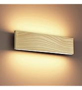 Led Wood Wall Sconce Lighting Fixture, MELEGAN 12.6 inches 7 watts Warm White Indoor Wood Night L...