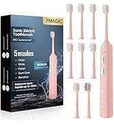 7MAGIC Sonic Electric Toothbrush for Adults and Kids - Up to 180 Days Runtime, 48000 VPM Powered ...