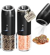 JIDSPWLS Electric Rechargeable Salt and Pepper Grinder Set Automatic Battery Pepper Mill Shakers ...
