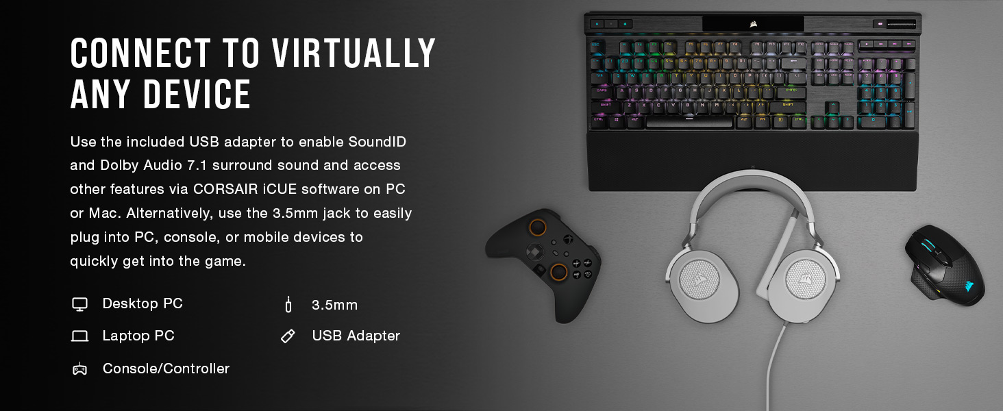 USB adapter, SoundID, Dolby Audio 7.1, surround sound, 3.5mm jack