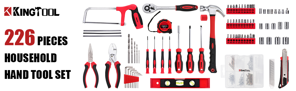KingTool Home Repair Tool Kit - 226 Piece General Home/Auto Repair Tool Set, Mechanic tool set