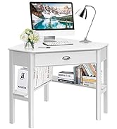 Tangkula White Corner Desk, Corner Computer Desk with Drawer for Small Space, Small Corner Makeup...