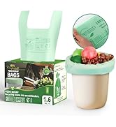 T.FORING Small Compost Bags with Handle Tie,1.6 Gallon Compostable Food Scrap Bags For Counter To...