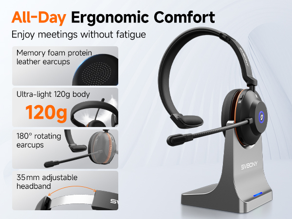 wireless headset with mic for work