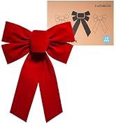 LaRibbons 12 Pack Christmas Red Velvet Bows, 13