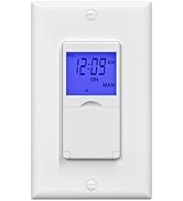 BN-LINK 7 Day Programmable in-Wall Timer Switch for Lights, Digital Light Switch Timer Indoor, Si...
