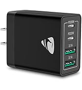 USB C Charger Block 40W, USB Wall Charger Multiport with Dual Port QC+PD 3.0 Power Adapter, 4-Por...