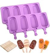 WMKGG Popsicle Silicone Molds Set, 2 PCS Ice Cream Molds with 50 Wooden Sticks for Cake Pop, Ice ...