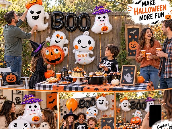 7 Pieces Halloween Ghost Pumpkin Boo Balloons Set