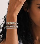 adoyi Gold Bracelets for Women, 14K Gold Plated Beaded Bracelets Gold Stretch Bead Ball Bracelet ...