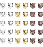 PH PandaHall 120pcs 3 Colors Cat Spacers Beads, Tibetan Kitten Loose Beads Animal Head Metal Bead...