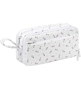 Corduroy Pencil Case, Large Capacity Pencil Pouch with 4 Compartments, Cute Soft Aesthetic Statio...