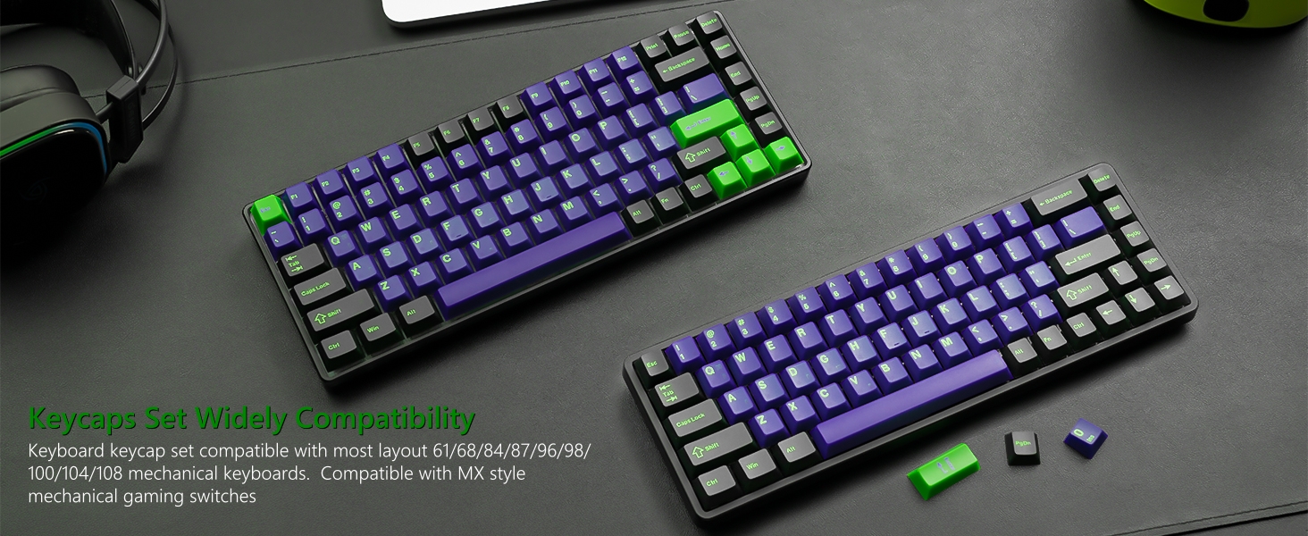 PBT Keycaps, Jade Keycaps 60 75 100 Percent, Translucent Key caps Custom