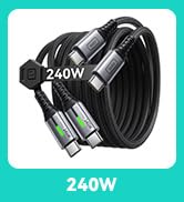 INIU USB C to USB C Cable, 240W Fast Charging [6.6ft, 2-Pack] Type C Charger Cord, Braided USBC P...