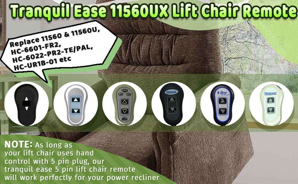 Tranquil Ease 11560UX&amp;11560 5 Pin Lift Chair Remote Inseat, Best Home Furnishings Lift Chairs