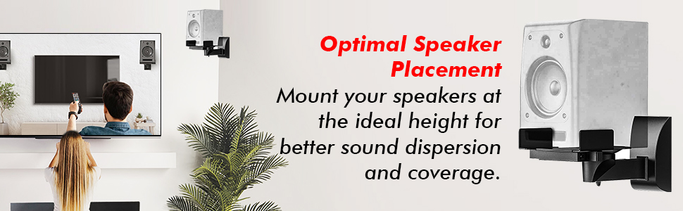 Speaker Wall Mount Adjustable Shelf Holder Swivel 180 Degree 15 Inch Speakers Pair Holds