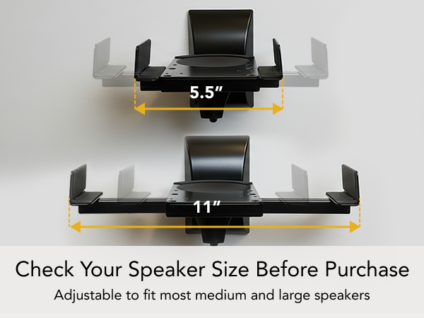 Diagram showing compatible speaker size and weight limits for the MI-SB37 mount.
