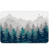 Forest Bath Rug Mountain Nature Tree Happy Camper RV Door Mat, Memory Foam Bathroom Mat 29.5L x 1...
