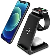 Wireless Charger iPhone,3 in 1 Fast Wireless Charging Station Stand Dock Pad for Apple Watch 7/6/...