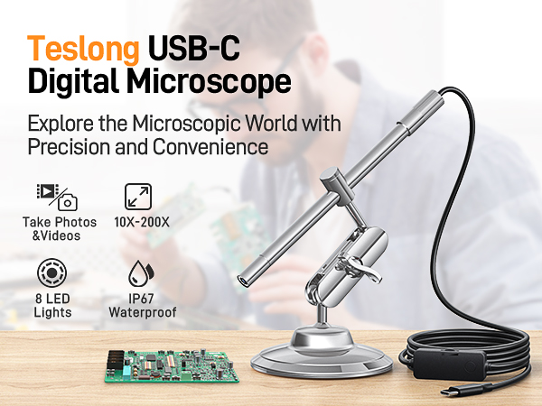 Teslong USB-C Digital Microscope with Lights