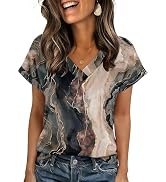 Zeagoo Womens Summer Tops Rolled Short Sleeve V Neck Shirts Casual Dressy Business Work Blouses O...