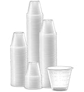 Disposable Medicine Cups (100 Count 1oz) with Embossed Measurements Marking, for Liquid and Dry M...
