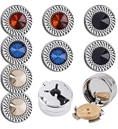 KINCHYGO, 8 Pack Crystal Button Cover Shirt Cuffs for Formal Business Wedding Tuxedo