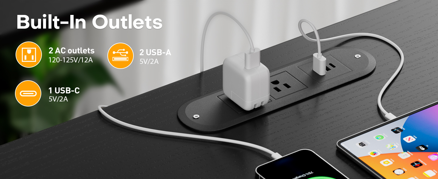 Desk with charging station