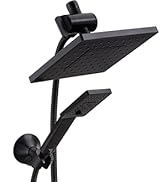 BRIGHT SHOWERS Rain Shower Head with Handheld Spray 5 ft. Shower Hose Combo Includes Wall Mount S...