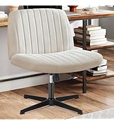 Sweetcrispy Criss Cross Chair Legged, Armless Office Swivel Desk Chair No Wheels, Vanity Height A...