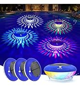 FirstE Solar Floating Pool Lights, RGB Color Changing Pool Floating Light, IP68 Waterproof LED So...