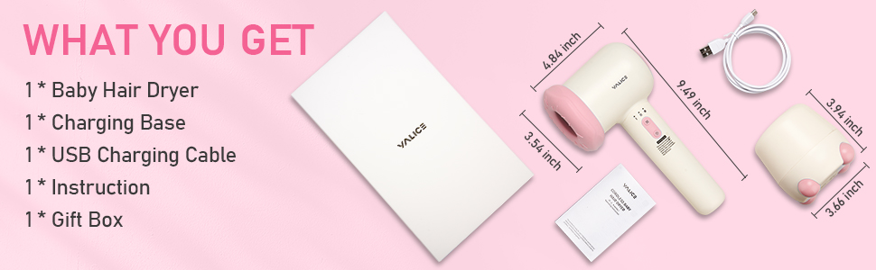 Cordless Kids Hair Dryer K1Pink