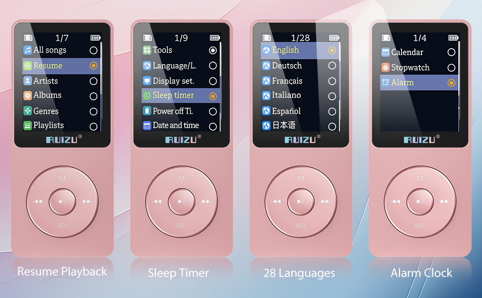 MP3 Music Player with Bluetooth Shuffle Single Loop FM Radio Voice Recorder Mini for Sport Earphones