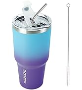 BJPKPK 30oz Color Block Tumbler With Lid And Straw,Stainless Steel Double Wall Vacuum Insulated T...