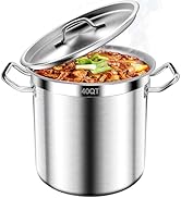 Stainless Steel Stockpot – 40QT Stock Pot with Lid, Heavy-Duty Tri-Ply Bottom Cooking Pot for Can...