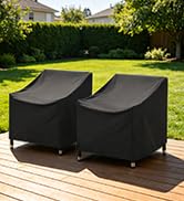 SunPatio 2 Pack Outdoor Chair Covers, Patio Furniture Covers Waterproof &amp; FadeStop, Fits Adironda...