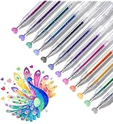 XWT Retractable Glitter Gel Pen 12 Colors, Sparkle Glitter Gel Pens, 1mm Fine Point Metallic Glit...